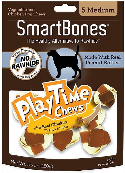 Smartbones Playtime Chews With Real Chicken Inside Peanut Butter Flavor Medium 5 Pack Rawhide Free Dog Chews Pet Store Dog Food Cat Supplies More Burton Flint Mi Magoo S Pet Outlet