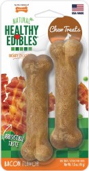 Nylabone Healthy Edibles Chew Treats for Dogs, Bacon Flavor, Petite, Dog Dental Health, 2 count