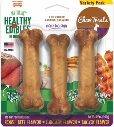 Nylabone Healthy Edibles Natural Chew, Dog Bones, Variety Pack, Regular, 3 Pack