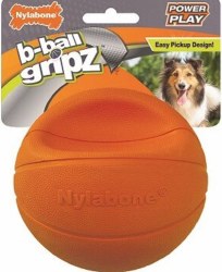 Nylabone Power Play Gripz Basketball, Small Dog Toy, Orange, Medium