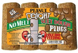 C&S Peanut Delight No Melt Suet Dough Plugs Wild Bird Food, 12oz