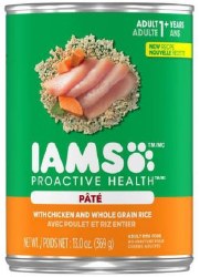 IAMS ProActive Health Adult Formula Chicken and Rice Pate Canned, Wet Dog Food, 13oz