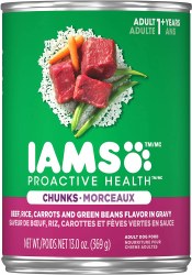 IAMS ProActive Health Adult with Beef and Vegetable Chunks, Wet Dog Food, 12.3oz