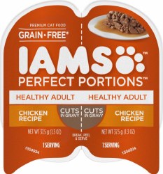 IAMS Perfect Portions Adult Formula Grain Free Chicken Cuts in Gravy, Wet Cat Food, 2.6oz