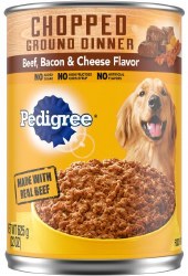Pedigree Chopped Ground Dinner with Beef, Bacon and Cheese Recipe Canned, Wet Dog Food, 22oz