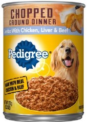 Pedigree Chopped Ground Dinner with Chicken, Beef, and Liver Canned, Wet Dog Food, 22oz