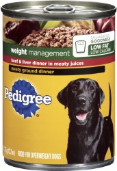 Pedigree Chopped Ground Dinner Weight Management Formula with Beef and Liver Canned, Wet Dog Food, 13.2oz