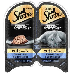 Sheba Perfect Portions Cuts in Gravy Savory Tuna and Shrimp Entree Grain Free Wet Cat Food 2.6oz