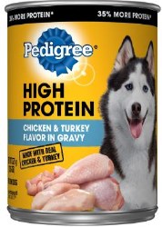 Pedigree High Protein Chicken and Turkey in Gravy Canned, Wet Dog Food, 13.2oz