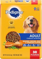 Pedigree Adult Complete Nutrition Roasted Chicken Flavor, Dry Dog Food, 30 lb, Bonus Bag