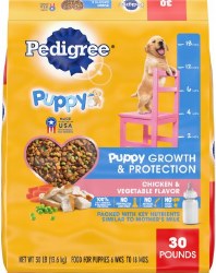 Pedigree Puppy Growth and Protection Formula Chicken and Vegetable Flavor Dry Dog Food 30 lbs Bonus Bag