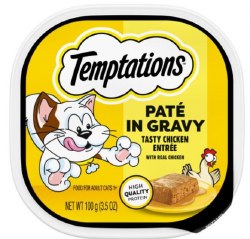 Temptations Pate in Gravy, Chicken, Wet Cat Food, 3.5oz Tray