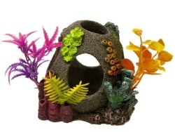 Blue Ribbon Pet Products Exotic Environments Sunken Orb and Florals Aquarium Ornament, Small