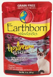 Earthborn Holistic Upstream Grille Tuna Dinner with Salmon in Gravy Grain Free, Wet Cat Food Pouches, 3oz