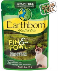 Earthborn Holistic Fin and Fowl Tuna Dinner with Chicken in Gravy Grain Free Wet Cat Food 3oz