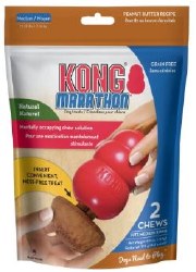 Kong Marathon Chew Dog Treat, Peanut Butter, Medium, 2 count