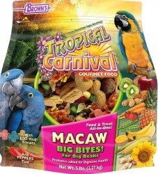 FMBrowns Tropical Carnival Big Bites for Macaws, Bird Food, 5lb