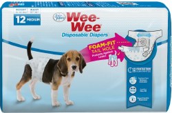 Four Paws Wee Wee Disposable Diapers, Medium, 12 count