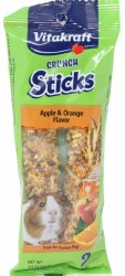 Sunseed Vitakraft Crunch Sticks Apple and Orange Guinea Pig Treats, 3.5oz, 2 Count
