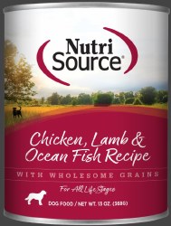 NutriSource All Life Stages Formula Chicken, Lamb and Ocean Fish Recipe Canned, Wet Dog Food, 13oz