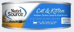 NutriSource Chicken, Turkey, Lamb, and Whitefish Recipe Canned, Wet Cat Food, 5oz