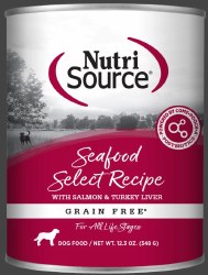 NutriSource All Life Stages Formula Grain Free Seafood Select Salmon Recipe Canned, Wet Dog Food, 13oz
