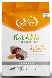 PureVita Grain Free Venison and Red Lentils Recipe, Dry Dog Food, 25lb