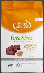 Pure Vita Grain Free Venison and Red Lentils Recipe Dry Dog Food 25lb