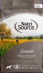 NutriSource Senior Chicken and Rice Formula, Dry Dog Food, 4lb