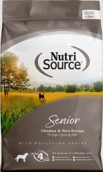 NutriSource Senior Chicken and Rice Formula, Dry Dog Food, 26lb