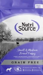 NutriSource Small to Medium Breed Puppy Turkey and Whitefish Grain Free, Dry Dog Food, 12lb