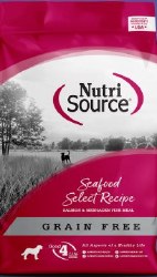 NutriSource Grain Free Seafood Select With Salmon, and Menhaden Fish Meal Protein, Dry Dog Food, 12lb