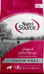 NutriSource Seafood Select with Salmon, and Menhaden Fish Grain Free, Dry Dog Food, 26lb