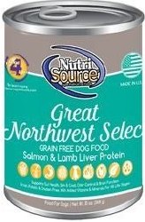 NutriSource All Life Stages Formula Grain Free Northwest Select with Salmon Recipe Canned Wet Dog Food Case of 12, 13oz Cans