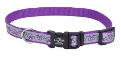 Reflective Adjustable 5/8 inch x 12-18 inch Purple Daisy Collar