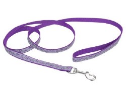 Reflective 1 inch x 6 inch Purple Daisy Leash