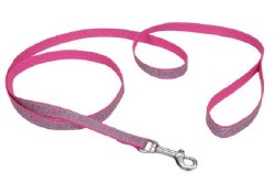 Reflective 1 inch x 6 inch Pink Zebra Leash