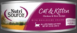 NutriSource Chicken and Rice Recipe Canned, Wet Cat Food, Case of 12, 5oz