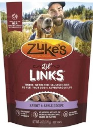 Zuke's Lil' Links Rabbit & Apple Recipe Dog Treats, 6-oz, bag