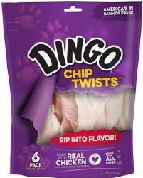 Dingo 3.9 Ounce Chip Twists Rawhide With A Chicken Center