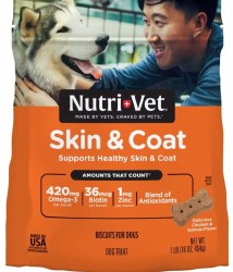 Nutri-Vet Skin & Coat Biscuits, Dog Biscuits, 16oz