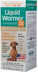 Durvet Liquid Wormer 2X Dewormer for Dogs and Puppies 8oz