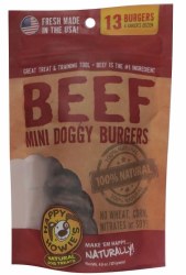 Happy Howies Beef Mini Doggy Burgers Dog Treats, 2 inch 13 count