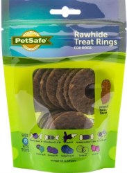 Petsafe Busy Buddy Natural Rawhide Rings, Peanut Butter Flavored, Medium, 16 Count