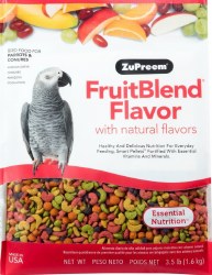 ZuPreem Fruit Blend Flavors for Parrot and Conure, Bird Food, 2lb