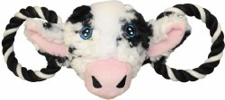 Jolly Pets Tug-A-Mal, Cow with Squeaking Ball, Medium