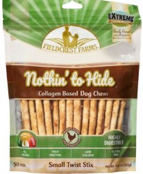 Nothin' To Hide Rawhide Alternative Twist Stix, Dog Chew, Chicken, 50 Pack