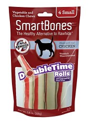 Smartbone DoubleTime Rolls with Long-Lasting Chew Center Chicken Flavored Small 4 pack Dog Chews