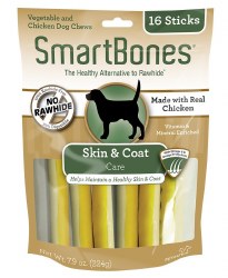 SmartBones Skin and Coat Care Chicken Dog Chews Rawhide Free 16 count