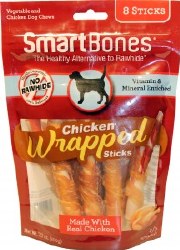 Smartbones Chicken Wrapped Sticks Rawhide Free Dog Chews 8 pack